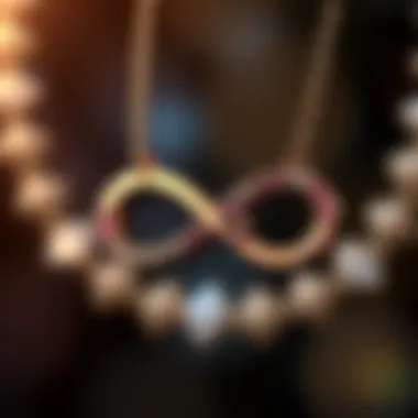 Gemstone Accents in Infinity Necklaces Close-up of a beautifully crafted infinity necklace with gemstones