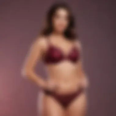 Confident individual wearing burgundy lingerie, exuding self-expression.