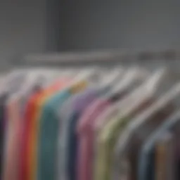 A stylish array of loose tube tops in various colors and patterns displayed on a rack