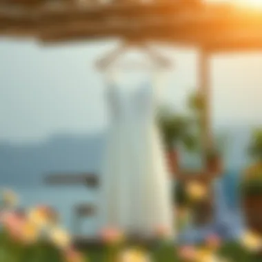 Stylish Outdoor Presentation A stylish outdoor setting showcasing a white lace sun dress
