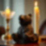 Artistic bear candle holder with intricate carvings