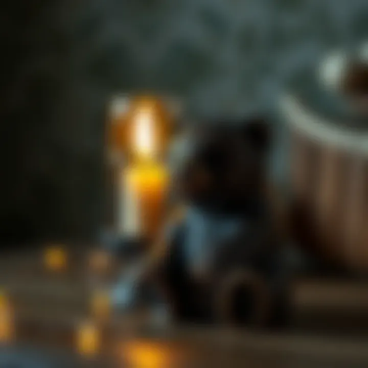 Vintage bear candle holder with a warm glow