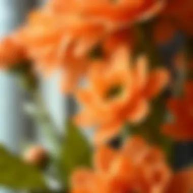 Close-up of high-quality orange faux flower details