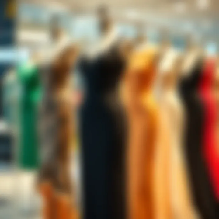 Different variations of bandage dresses on display