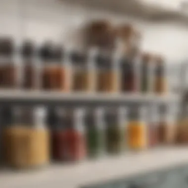 Stylish kitchen organization using glass spice jars