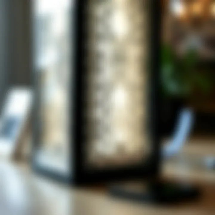 Close-up of a lightbox emphasizing design details