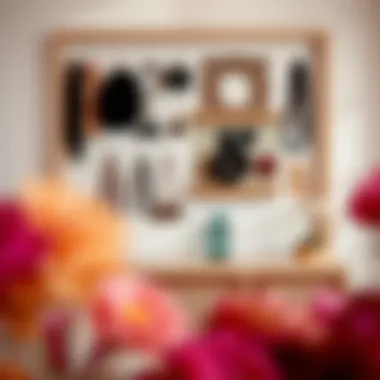 Elegant hair accessory wall organizer displaying various hair ties and clips