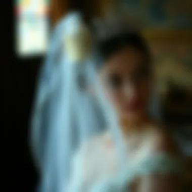 Vintage photograph depicting a historical bridal veil and ornate tiara