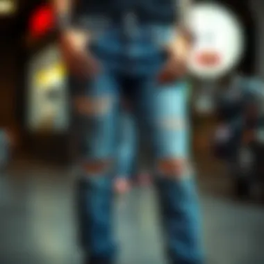 Vintage punk jeans with distressed details and patches