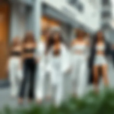 Different body types in monochrome two-piece sets