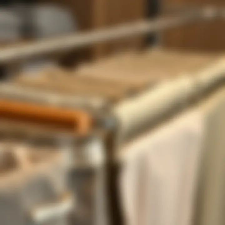 Close-up view of the materials used in a multifunctional pants rack emphasizing durability