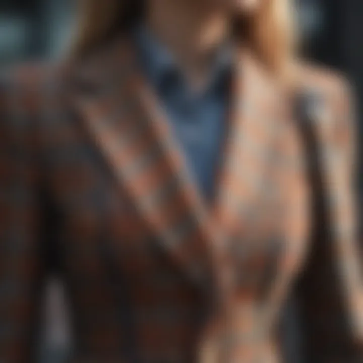 Close-up of fabric textures used in plaid blazers