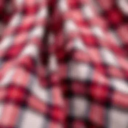 A close-up of the classic plaid schoolgirl skirt fabric showcasing its texture and pattern