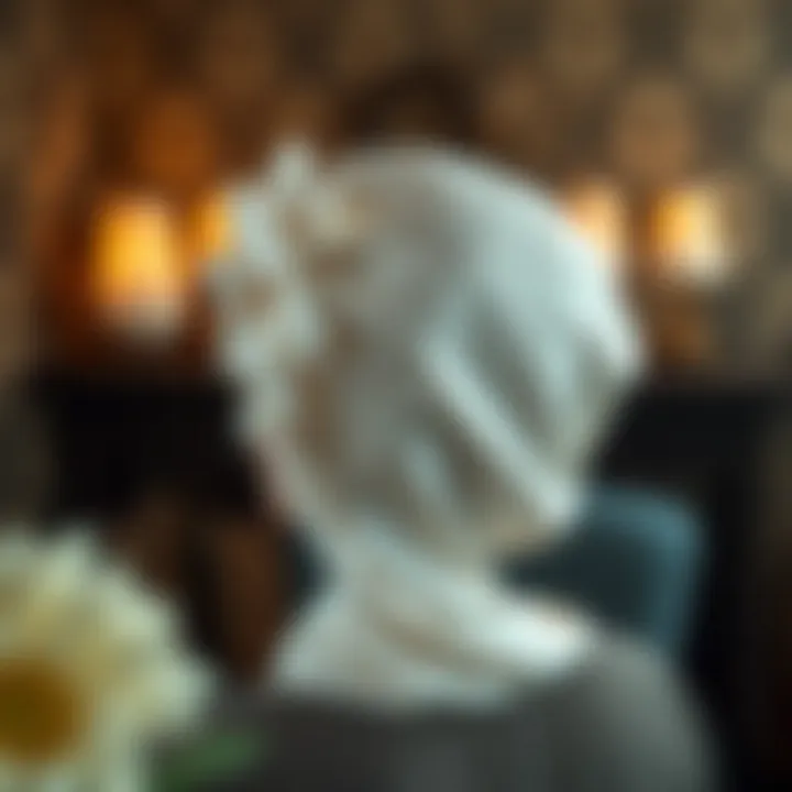 Silk hair bonnet on a decorative background illustrating its elegance.