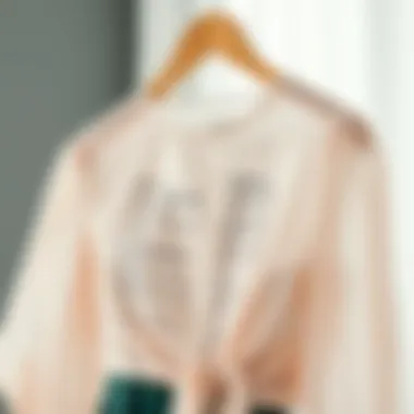 Care instructions for sheer fabric garments displayed aesthetically