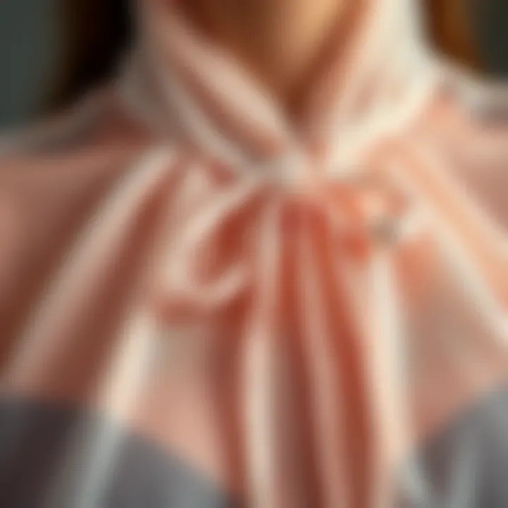 Close-up of the fabric texture of a sheer blouse