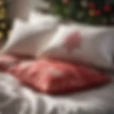 Elegant display of Christmas-themed pillowcases