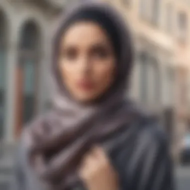 A fashionable individual showcasing a styled hijab with underscarf