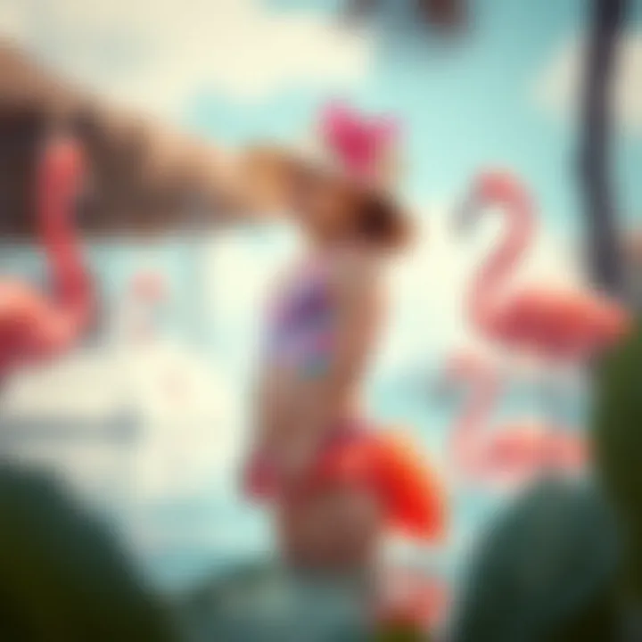 Vibrant infant flamingo bathing suit with accessories