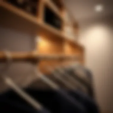 Stylish closet rod installation in a contemporary wardrobe