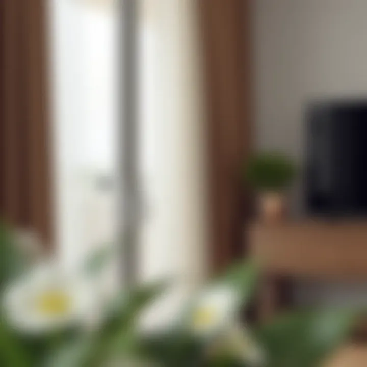 Installation Guide for Adhesive Curtain Hooks Installation procedure of adhesive curtain hooks shown in a room