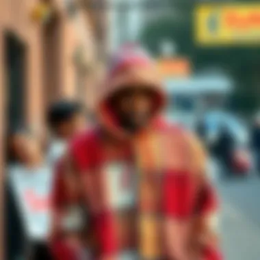 Fashionable adult blanket hoodie in a casual setting