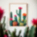 Vibrant canvas cactus wall art featuring diverse succulent species