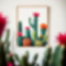 Vibrant canvas cactus wall art featuring diverse succulent species