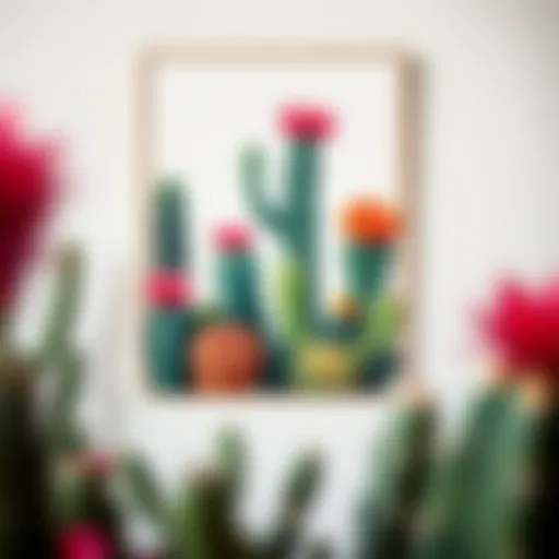 Vibrant canvas cactus wall art featuring diverse succulent species