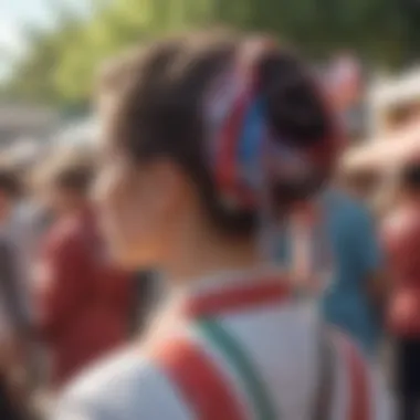 Traditional hair ribbons worn in a cultural festival