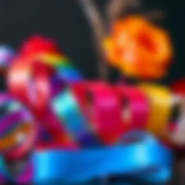 Artistic Flair: Rainbow Curling Ribbon in Creative Arts Artistic arrangement featuring rainbow curling ribbon