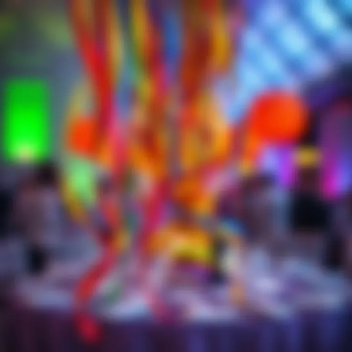 Celebration in Color: Event Decorations with Rainbow Ribbon Creative decoration using rainbow curling ribbon at an event