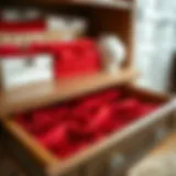 Stunning red drawer liners enhancing home decor