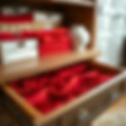 Stunning red drawer liners enhancing home decor