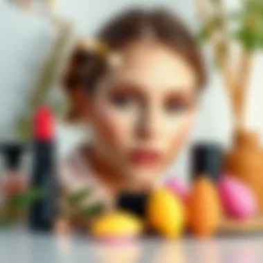 An eco-friendly setting with reusable makeup sponges and natural beauty products.