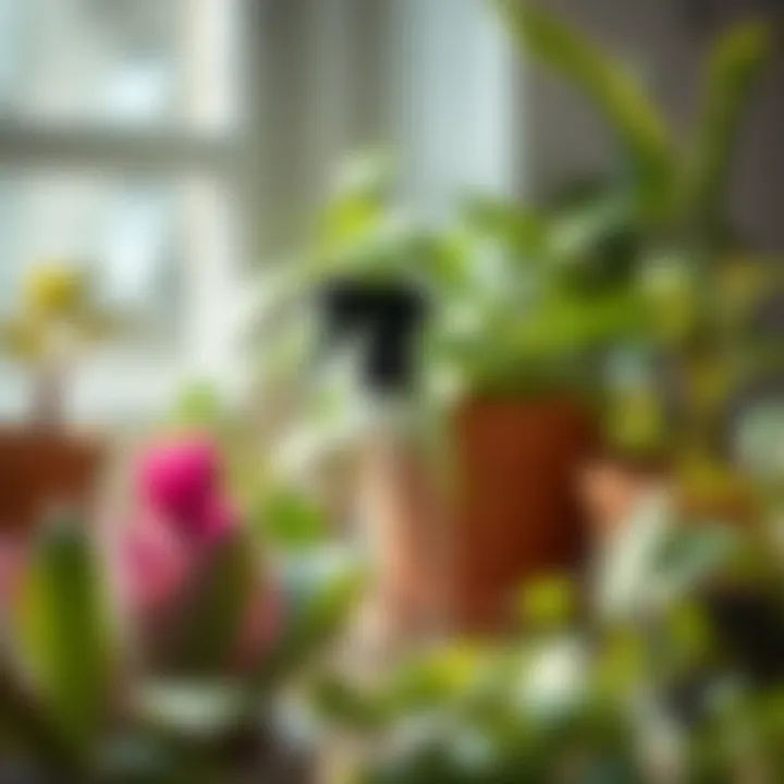 Fine mist spray bottle utilized for indoor plant care