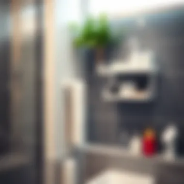 Suction cup shelf mounted in a creative bathroom setting