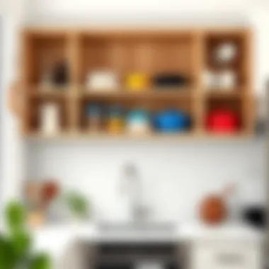 Functional application of suction cup shelves in a kitchen