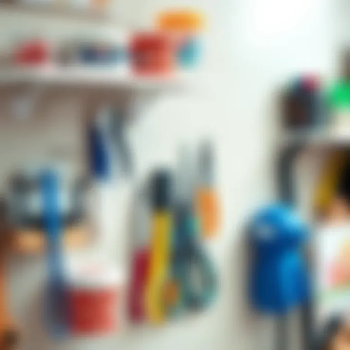 Suction cup shelves displaying various organizational tools