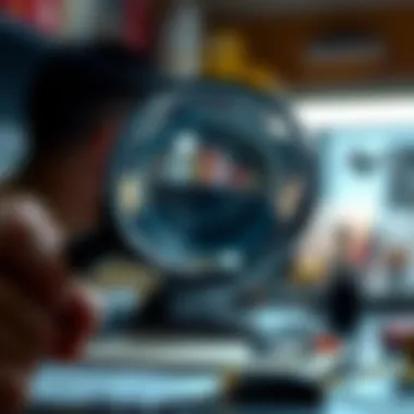 Various applications of a magnifying glass in professional fields
