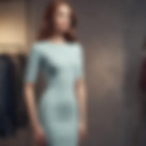 Elegant crew neck bodycon dress displayed on a mannequin