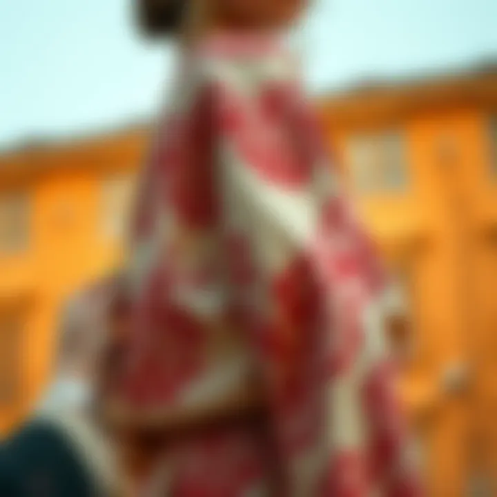 Intricate Fabric Details of Short Saia Elegant short saia showcasing intricate fabric details