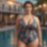 Elegant plus size halter one piece swimsuit on display