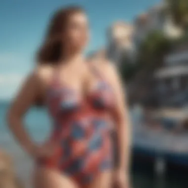 Fashion-forward plus size halter swimsuit with unique patterns