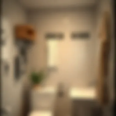 Installation of waterproof sticky hooks in a bathroom for organization