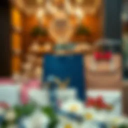 Elegant wedding giveaway bags display showcasing various designs