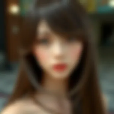 Quality and Detail in Side Bangs A close-up of high-quality wig fibers and side bangs detailing