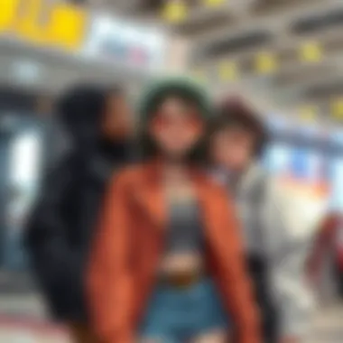 A stylish ensemble combining anime aesthetics with contemporary fashion trends.