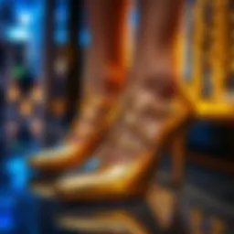 Elegant gold shoes showcasing contemporary design