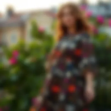 Elegant plus midi dress showcasing unique fabric patterns